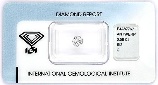 Foto 1 - 0,58 Vollschliff Brillant IGI Top Wesselton SI2 Diamant, D6012