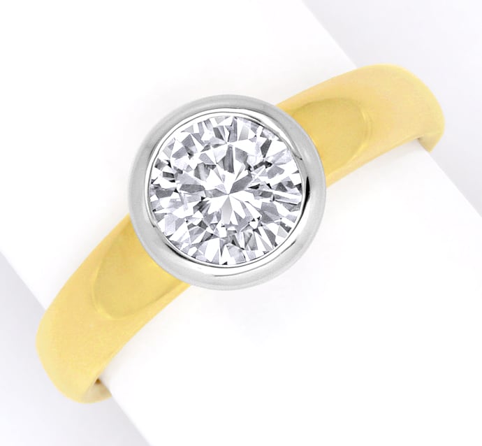 Foto 2 - Diamant-Solitär Ring 1,03ct Brillant Gelbgold-Weißgold, R1378