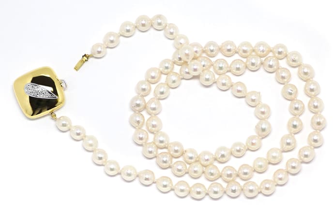 Foto 1 - Perlenkette 62cm Design-Diamanten-Goldschloß, S2042