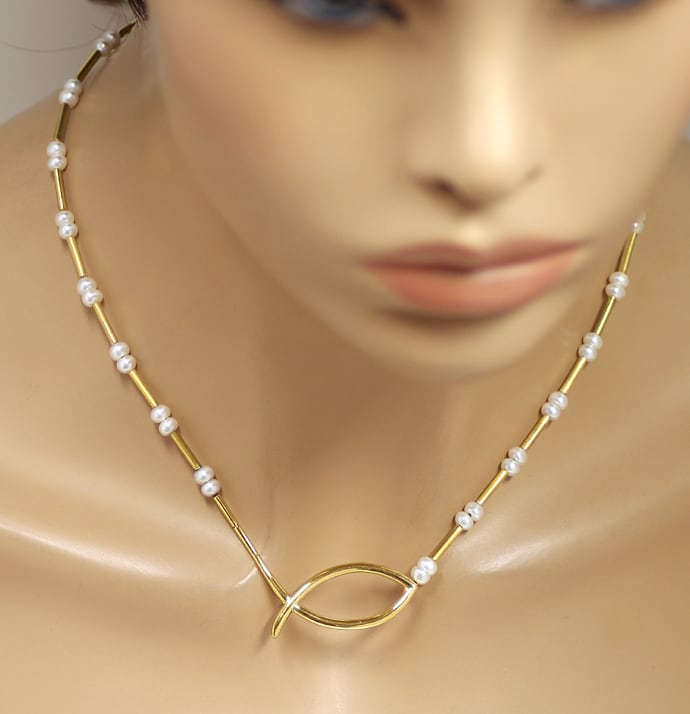 Foto 5 - Designer-Collier mit 48 Perlen in 18K Gelbgold, S2185