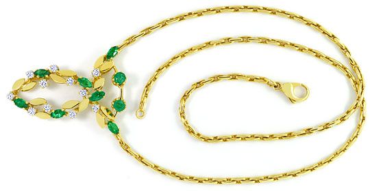 Foto 1 - Smaragde Brillanten-Collier Blätter Design in Gelbgold, S4614