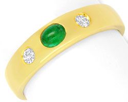 Foto 1 - Smaragd Diamantbandring, 2 Brillanten 18K Gelbgold, S6771